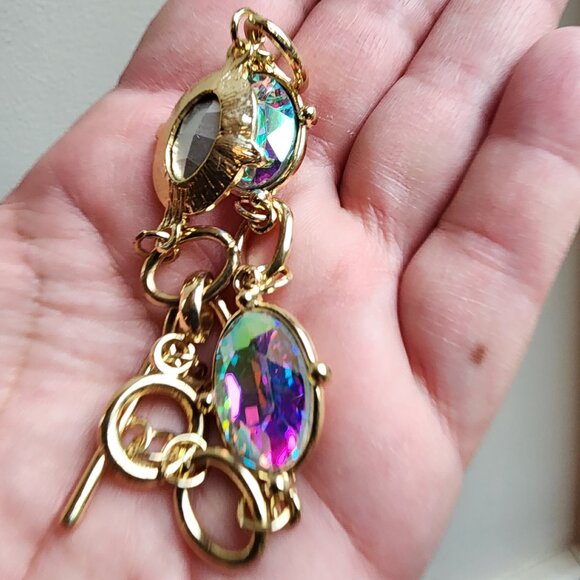 Etsy Iridescent Crystal Beaded Gold Tone Bracelet - Picture 13 of 14